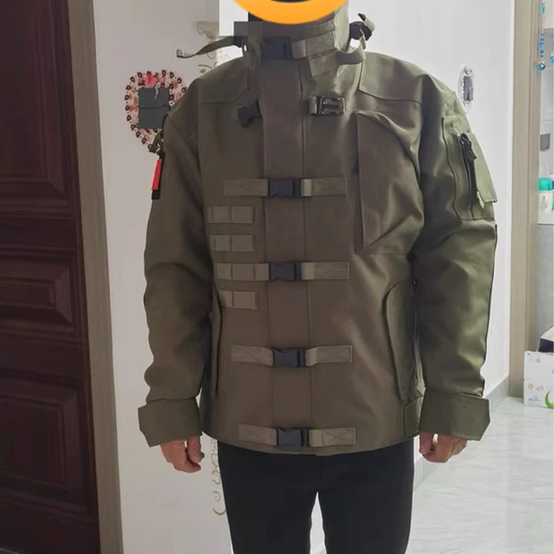Men's Waterproof Tactical Jacket, Durable Multi Pocket, Pullable, Outdoor Hiking, Mountaineering, Camping, Windproof Charge Coat