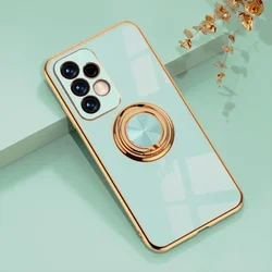 Elegant Plating Ring Holder Phone Case Cover for Samsung A73 5G (Mint Green)