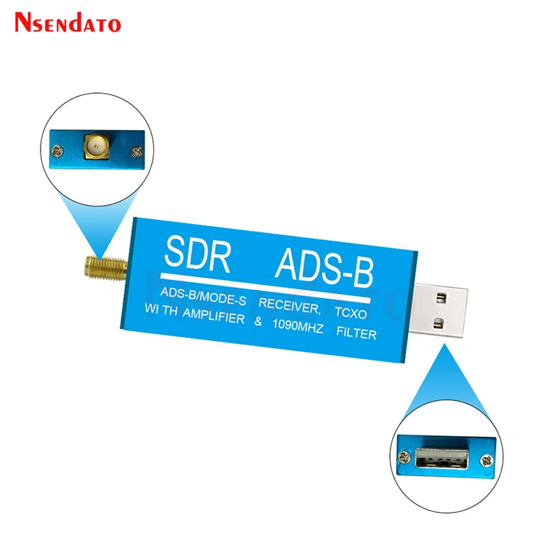 ADS-B Mode-S USB2.0 TV Tuner Stick With SDR TCXO RTL2832U Amplifier 1090MHZ Sam Band Pass Filter Radio SDR TV Scanner Receiver