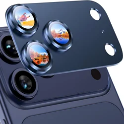 Premium Deep Blue Titanium Camera Lens Protector with Tempered Glass and Metal Alloy Design - Tempered glass