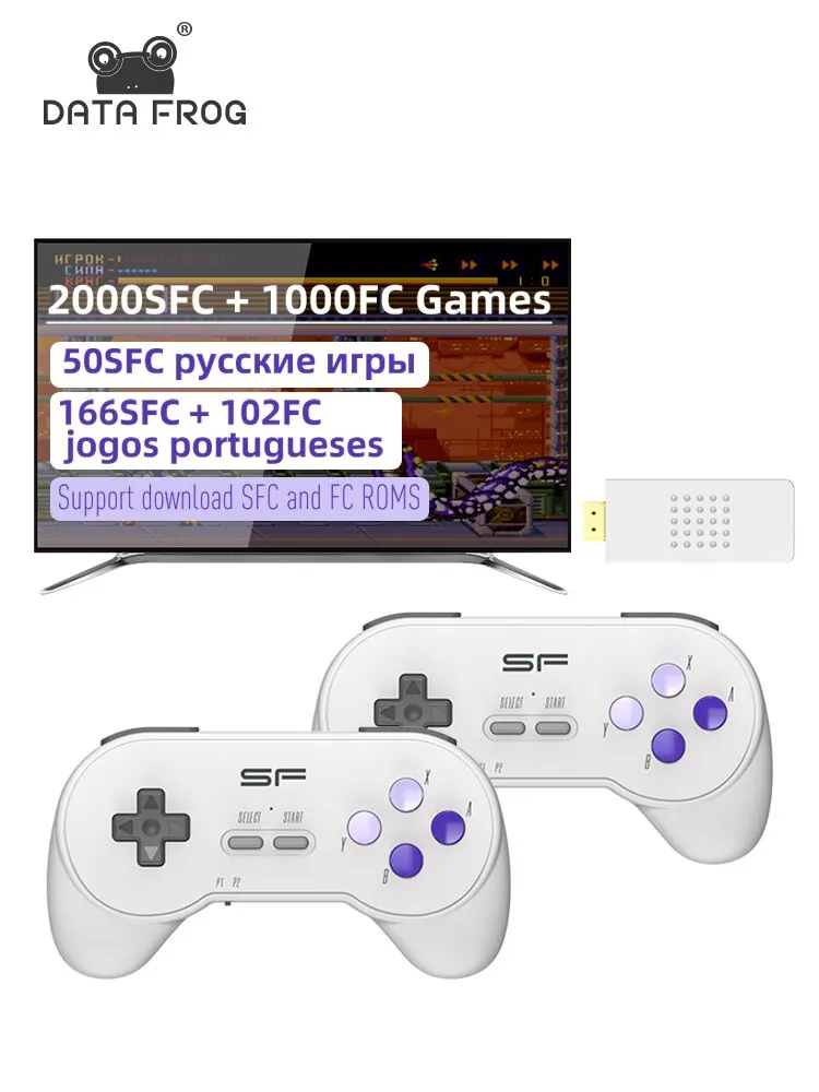 DATA FROG 16 Bit Retro Videogames Para Super Classic SNES NES.