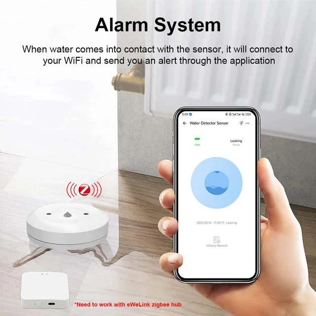 ZigBee Water Detect Sensor Alarm Water Sensor Leak Detector Flood Water Leakage Alarm APP Control Work With Zigbee Gateway 4