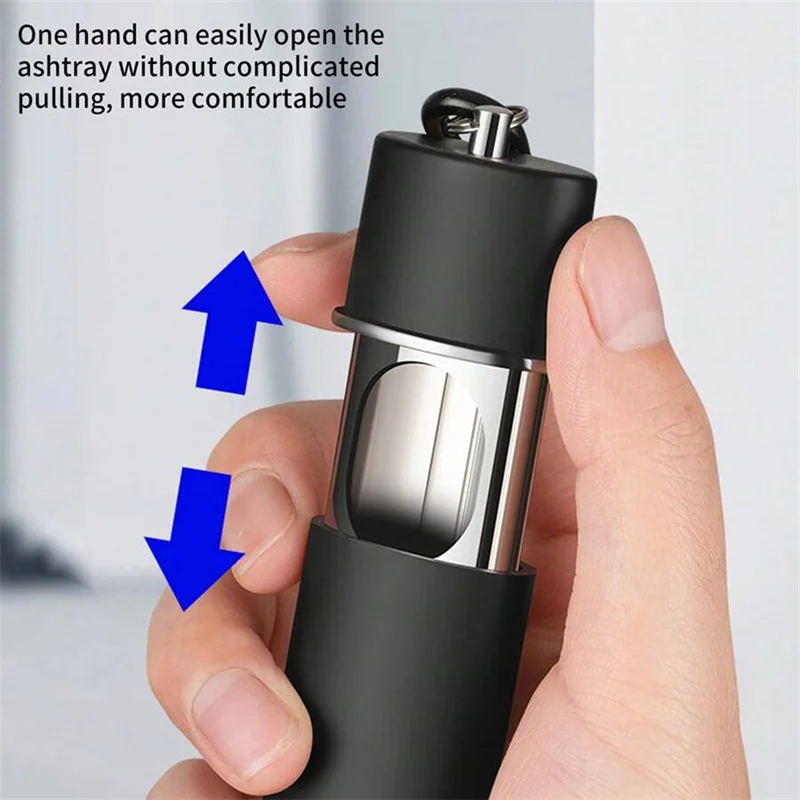 Portable Pocket Ashtray with Keychain Fireproof Metal Ashtray Metal Cigar Ash Storage Organizer Outdoor Smoking Ash Holder 4