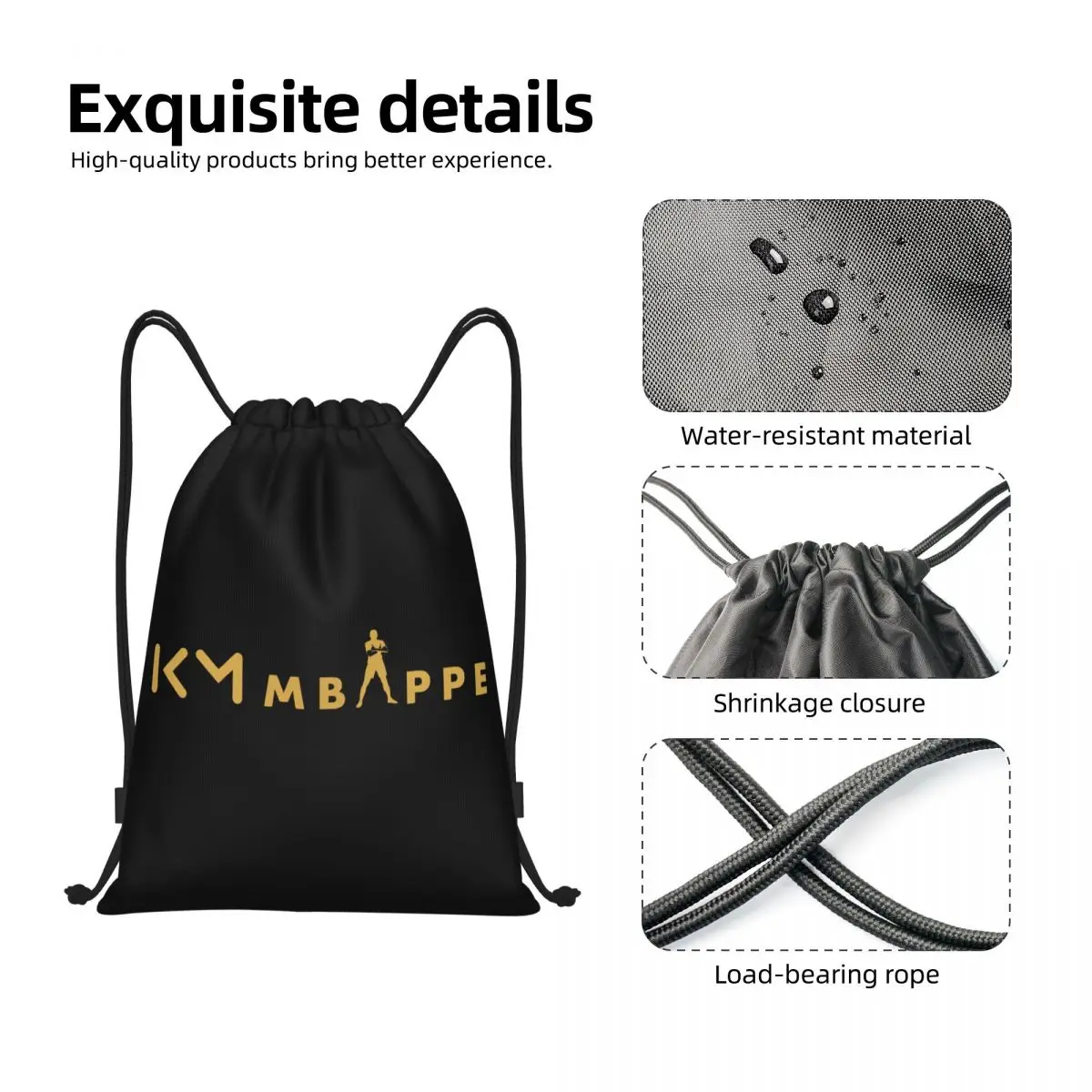 Custom KM Soccer Mbappes Drawstring Bag for Shopping Yoga Backpacks Men Women Football Sports Gym Sackpack 3