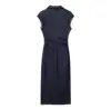 TRAF Sleeveless Denim Long Dress Women Bodycon Tank Midi Dress Woman Summer Ruched Button Up Casual Dresses For Lady 2024 2