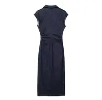 TRAF Sleeveless Denim Long Dress Women Bodycon Tank Midi Dress Woman Summer Ruched Button Up Casual Dresses For Lady 2024 2