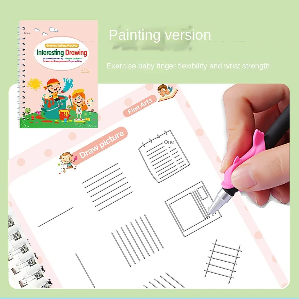 Portable English Groove Copybook for Children Control Pen Training Book English Letter Calligraphy Book