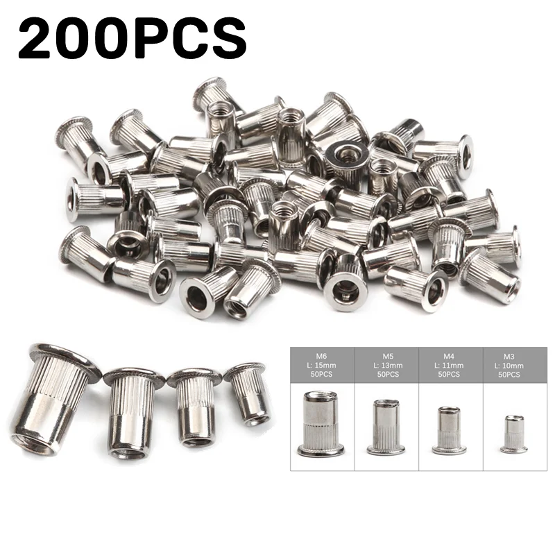 

Заклепки из нержавеющей стали M3/M4/M5/M6, 200 шт.