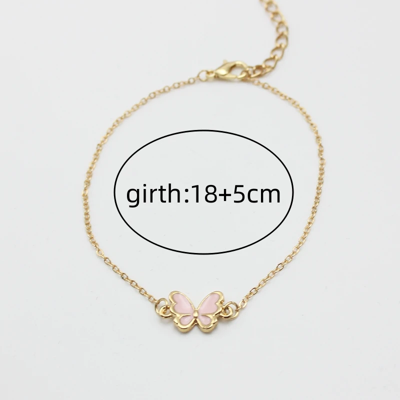 Pink Butterfly Bracelet For Women New Trend Simple Girls Sweet Tiny Charm Minimalism Enamel Pulsera Jewelry Birthday Gift bracelet jewelry