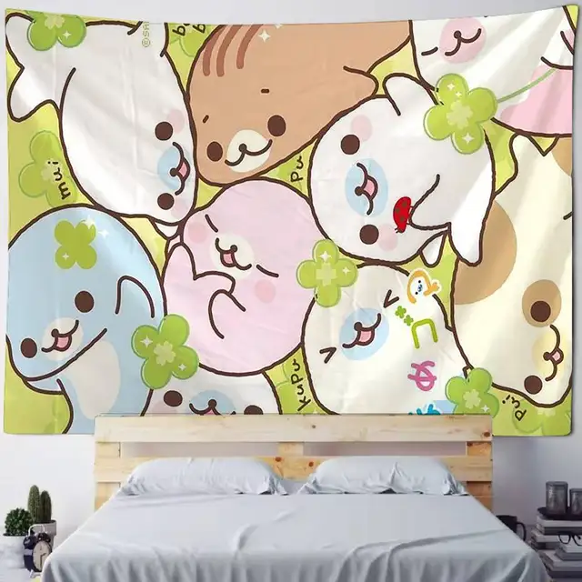Tapisserie de dessin animé M-Mamégoma, dessin animé Kawaii, décoration de chambre à coucher, dortoir, tissu de fond, vacances, maison, fête, salon, Club 1