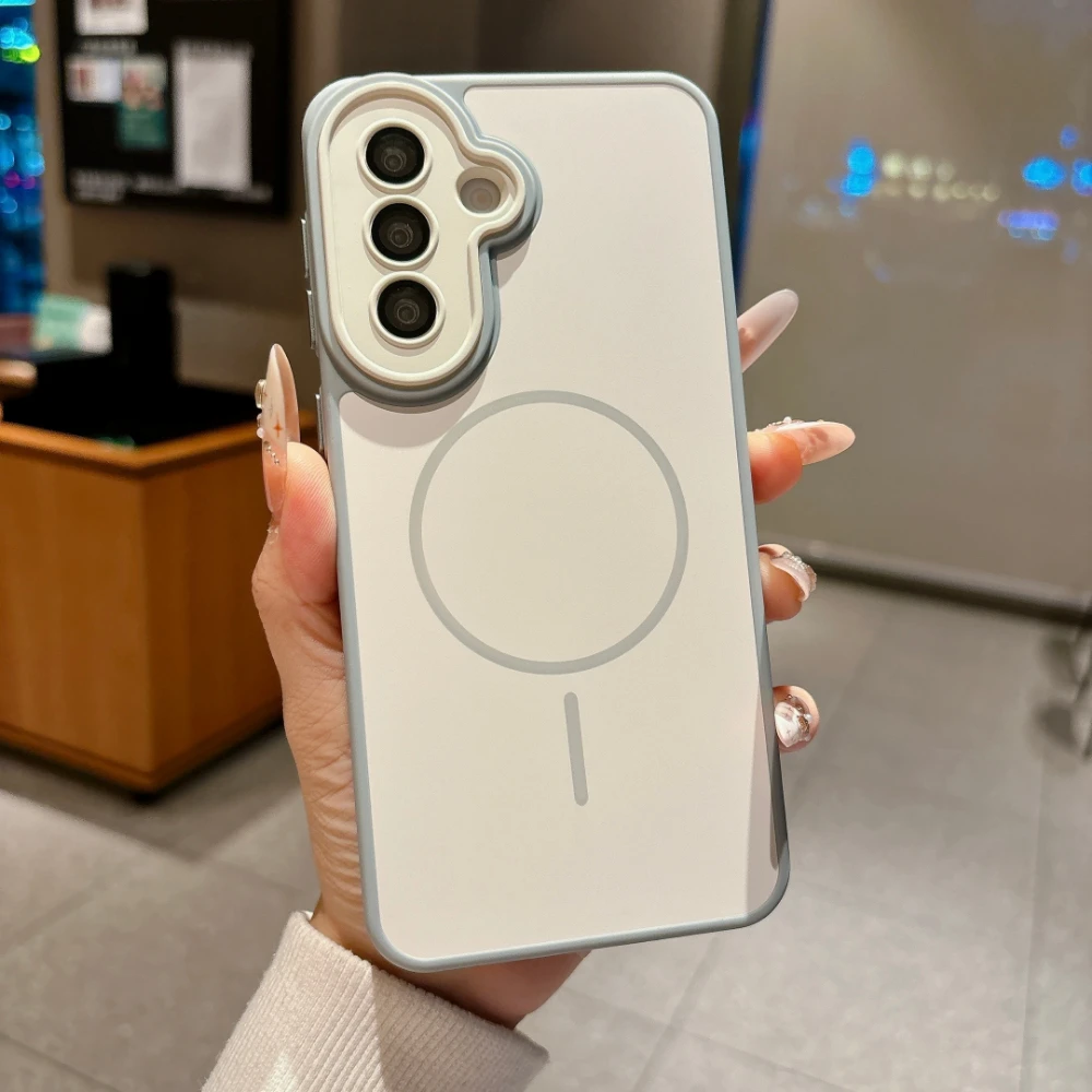 Solid Color Magnetic Charging Shockproof Phone Case with Camera Protection
