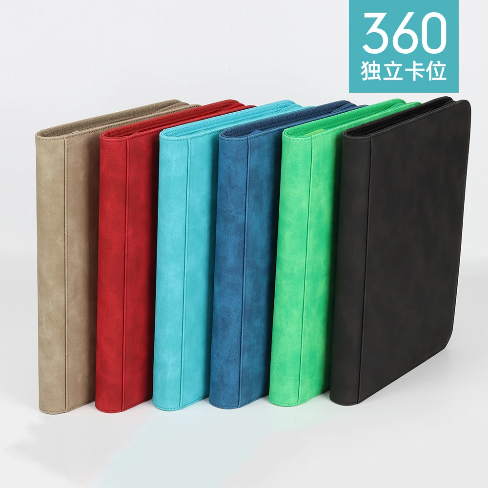 

360PU Leather Denim Luxury TCG Game Colourful Binder Zipper Sport Card Album with 9 Pockets Stable Pages for MTG/PKM/FOW/YGO