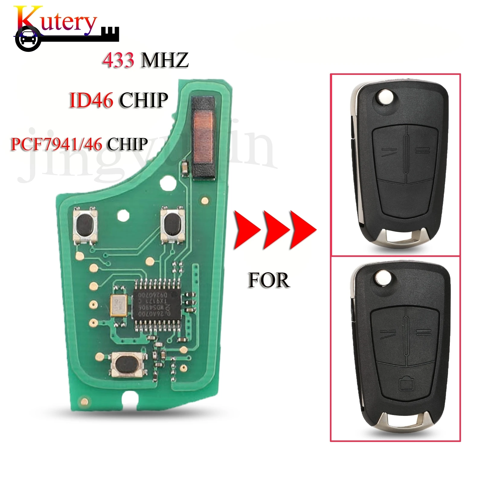 

Пульт дистанционного управления jingyuqin для автомобилей Opel/Vauxhall Astra H Zafira B Corsa D Vectra C Signium ID46 PCF7941 7946 чип 433 МГц