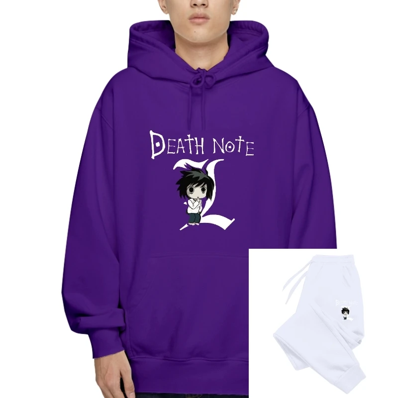 

Death Note Anime with L printed on a black Hoody men Hoody