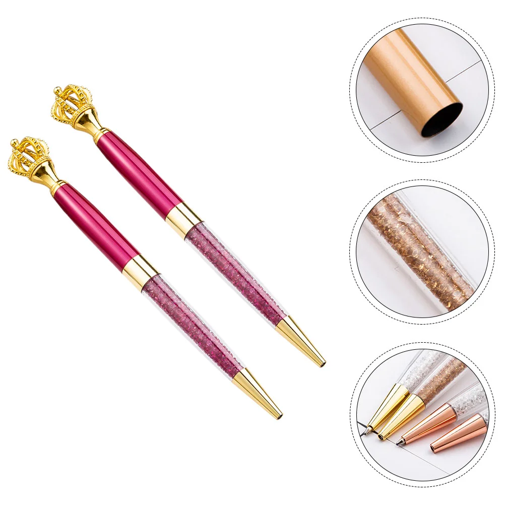 

2 Pcs Pen Creative Crown Ballpoint Metal Gel Metallic Pens Advertising Fountain for Business Stationery The