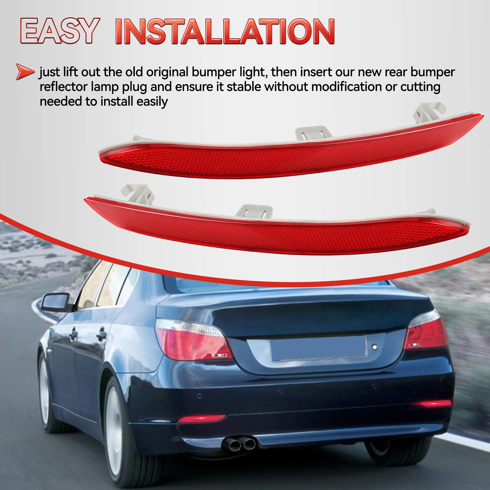 BMW 5 시리즈 F10 F18 M 스포츠 2010-2016용 후면 좌우 범퍼 반사등 커버 (63147842955 63147842956)