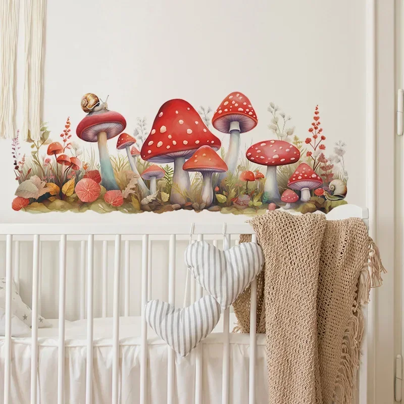 Mouse Rabbit Mushroom Plant Wall Sticker Kids Boys Girls Room Wall Decoration Living Room Wallpaper Children's Decal Animal