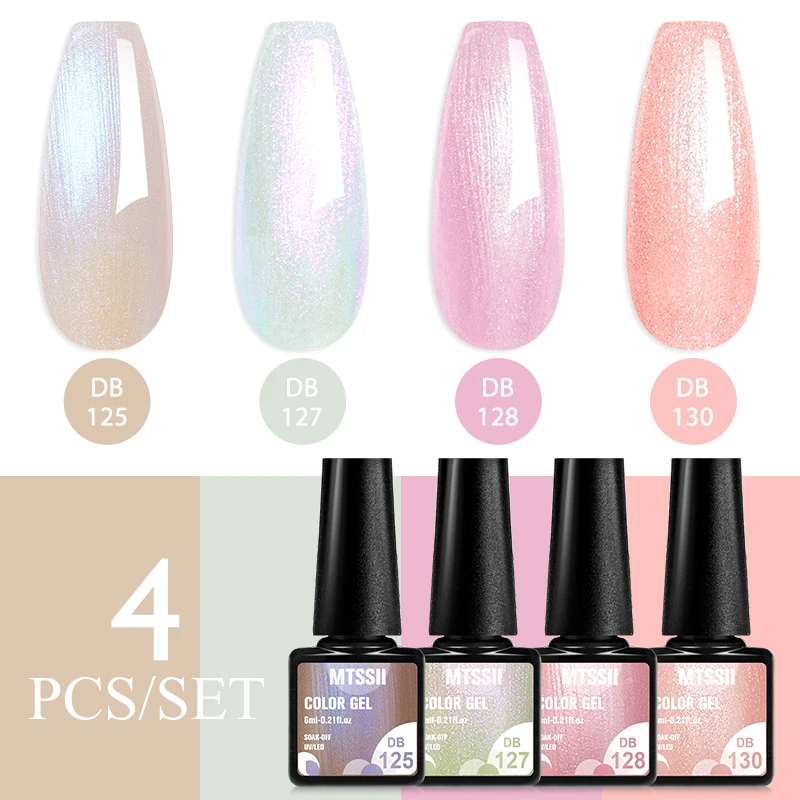 4Pcs/Set Gel Nail Polish Glitter Popular Colors In Autumn Black Semi Permanent Soak Off UV LED Nail Art Varnish Supplies 2