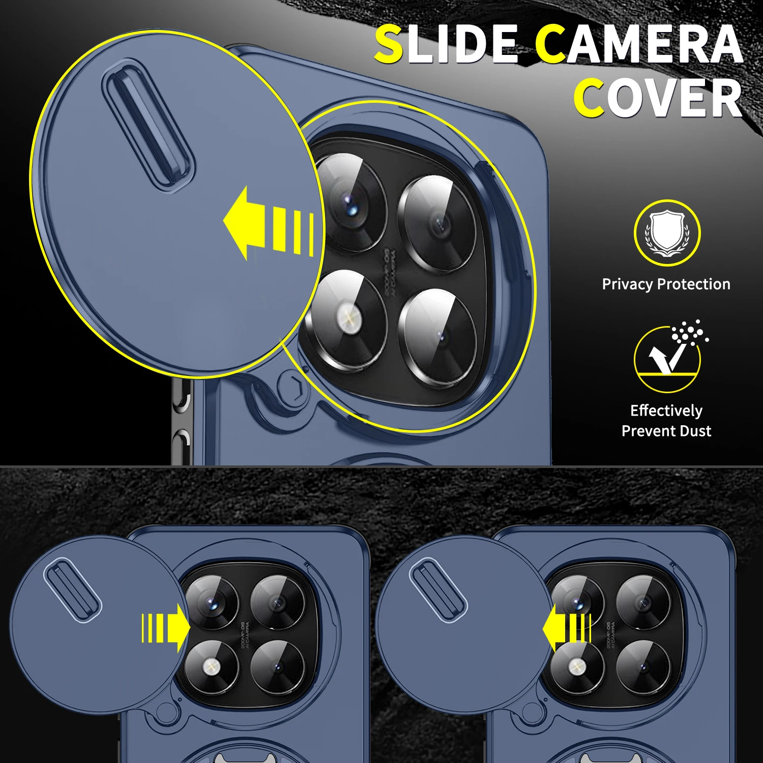 Military Grade Slide Lens Camera Protection Case For Xiaomi Redmi 15 Pro Plus 5G 4G Note14 Note15 Note 14 Pro+ 13 Note13_voghion.com