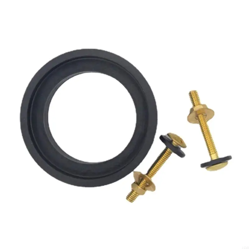 1 Set Universal Toilet for Tank To Bowl Repair Sealing Gasket with 2pcs Brass Bolts Hardware for Flush Valve