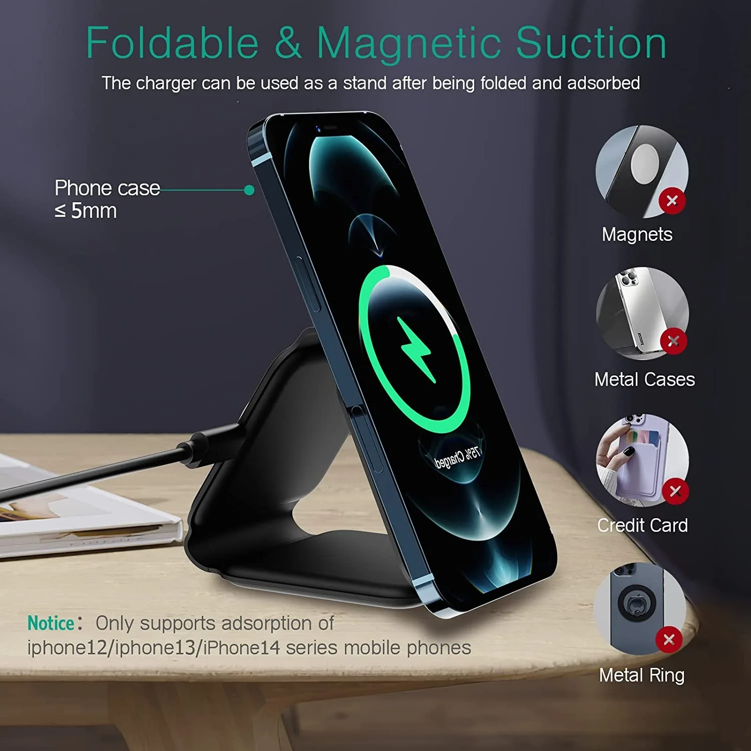 3 in 1 Multifunction Macsafe Charger 15W Magnetic Fast Wireless Charging Foldable Stand For iPhone 12 13 14 Airpod Pro iWatch SE