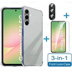 3-in-1 Clear Silicone Case with Glass Screen and Camera Protector for SamsungA16 4G or 5G (1Case 1Glass 1Lens)
