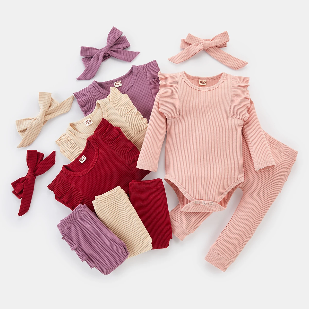 vintage Baby Clothing Set 2022 Spring Baby Clothes Set Newborn Infant Girls Ruffle T-Shirt Romper Tops Leggings Pants Outifits Clothes Set Baby Clothing Set near me