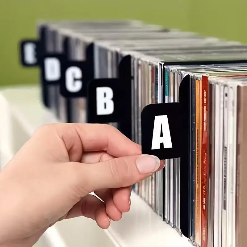 26pcs Dividers A-Z Alphabet File Storage Separator For Music Albums, Office, Home, Space-Saving CD/DVD/Vinyl Record Organizer - 2