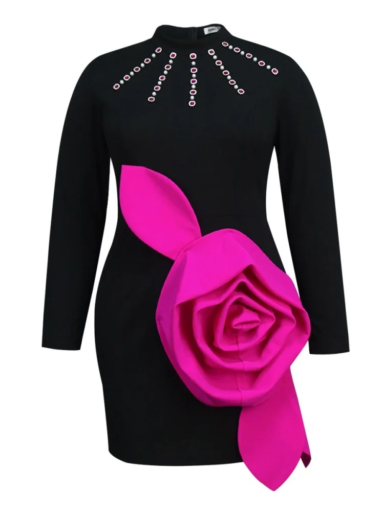 Wmstar Dress Whomen Wholesale African Style Long Sleeved with Contrasting Colors Fashionable Party Banquet Dress Form Fitting