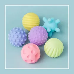 Sensory Textured Soft Massage Balls for Infants - Set of 6 Baby Developmental Toys (Multicolor)