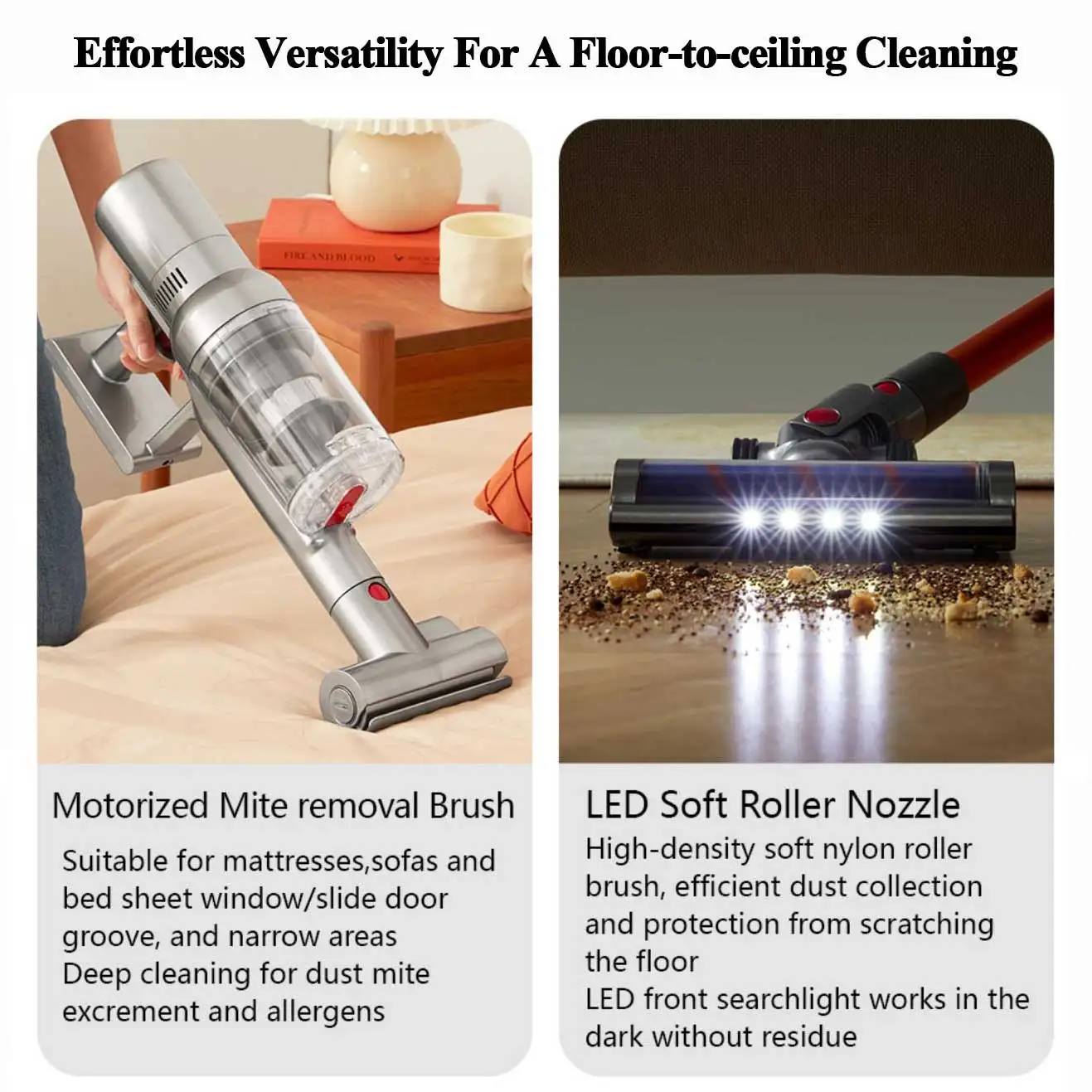 Фото Беспроводной пылесос ABIR VC203 Cordless Stick Портативный ручной пылесос, интеллектуальный датчик пыли, светодиодный дисплей, Автоматическая скорость №4