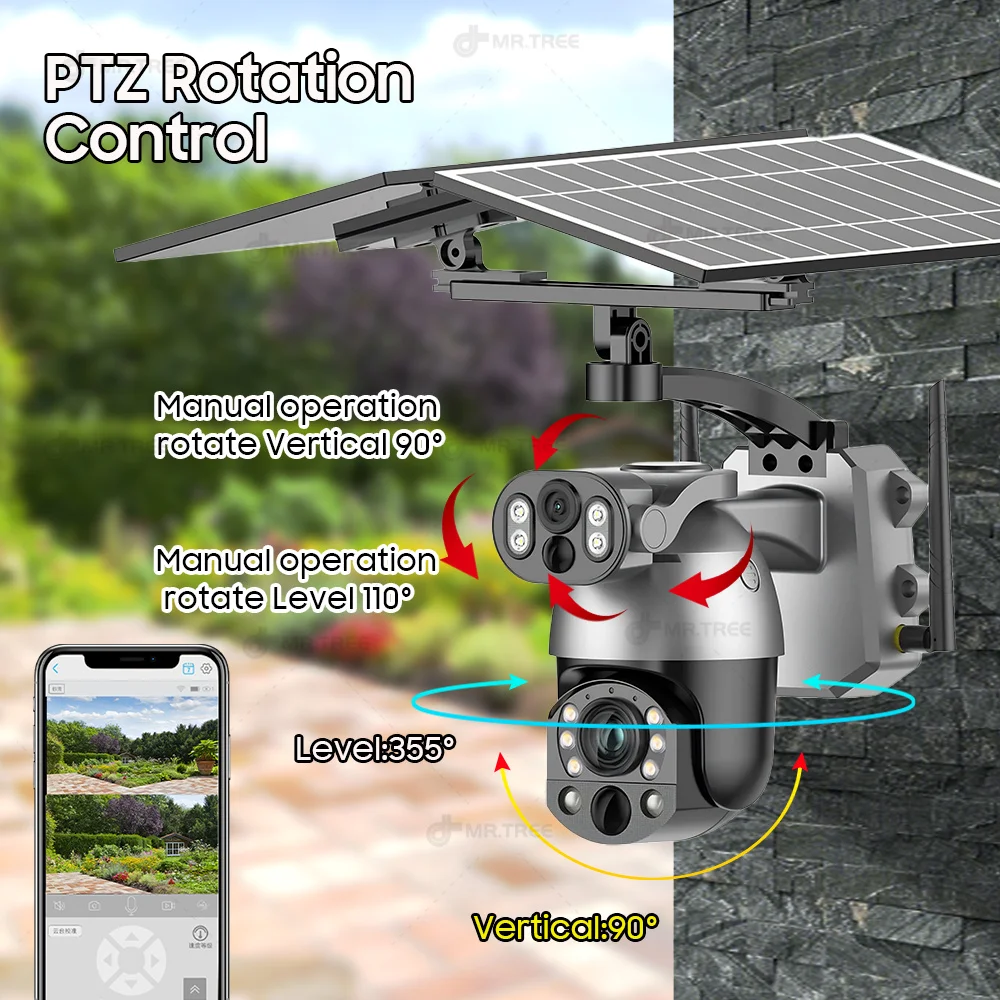 50X Optical ZOOM 10MP Solar Camera 4G SIM 360° Outdoor Dual Lens Human Tracking WIFI Battery Security Cameras PIR Night Vision 2
