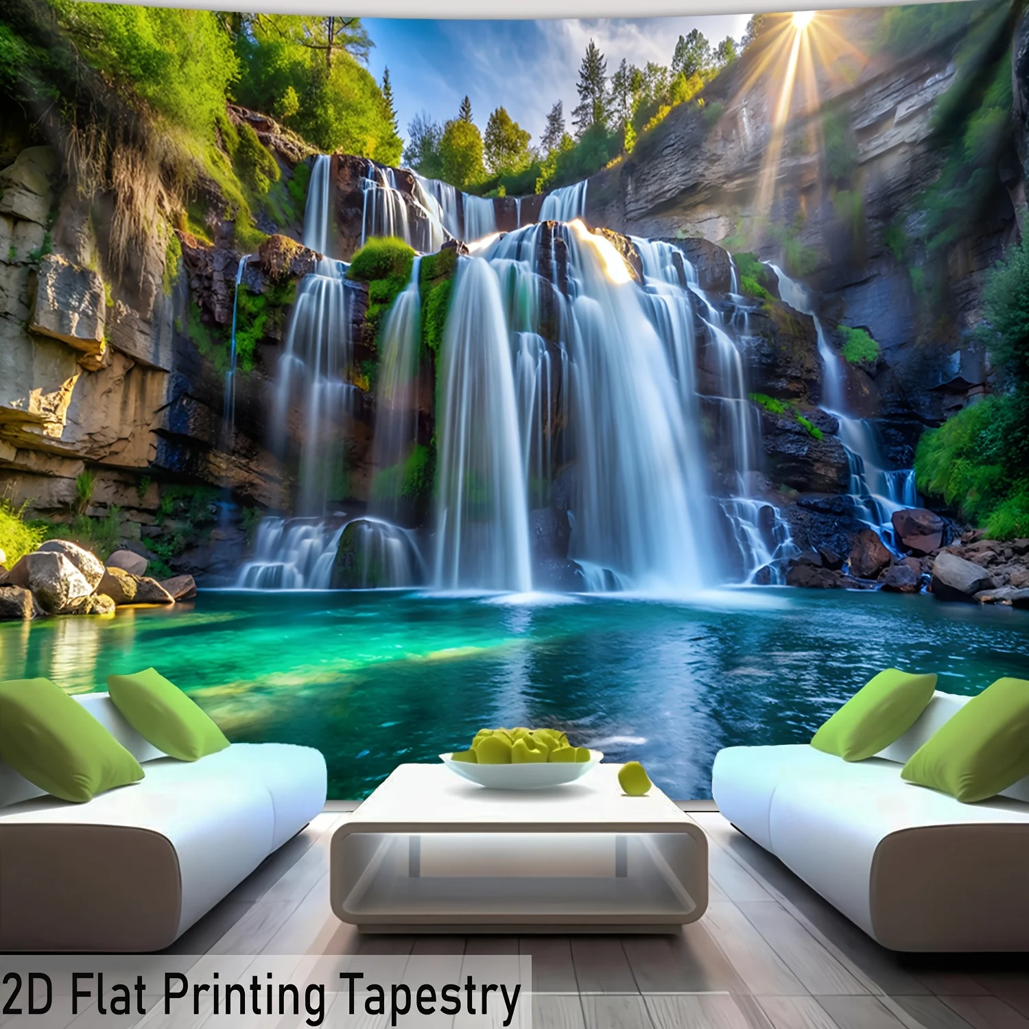 Tapisserie cascade avec verdure luxuriante 3