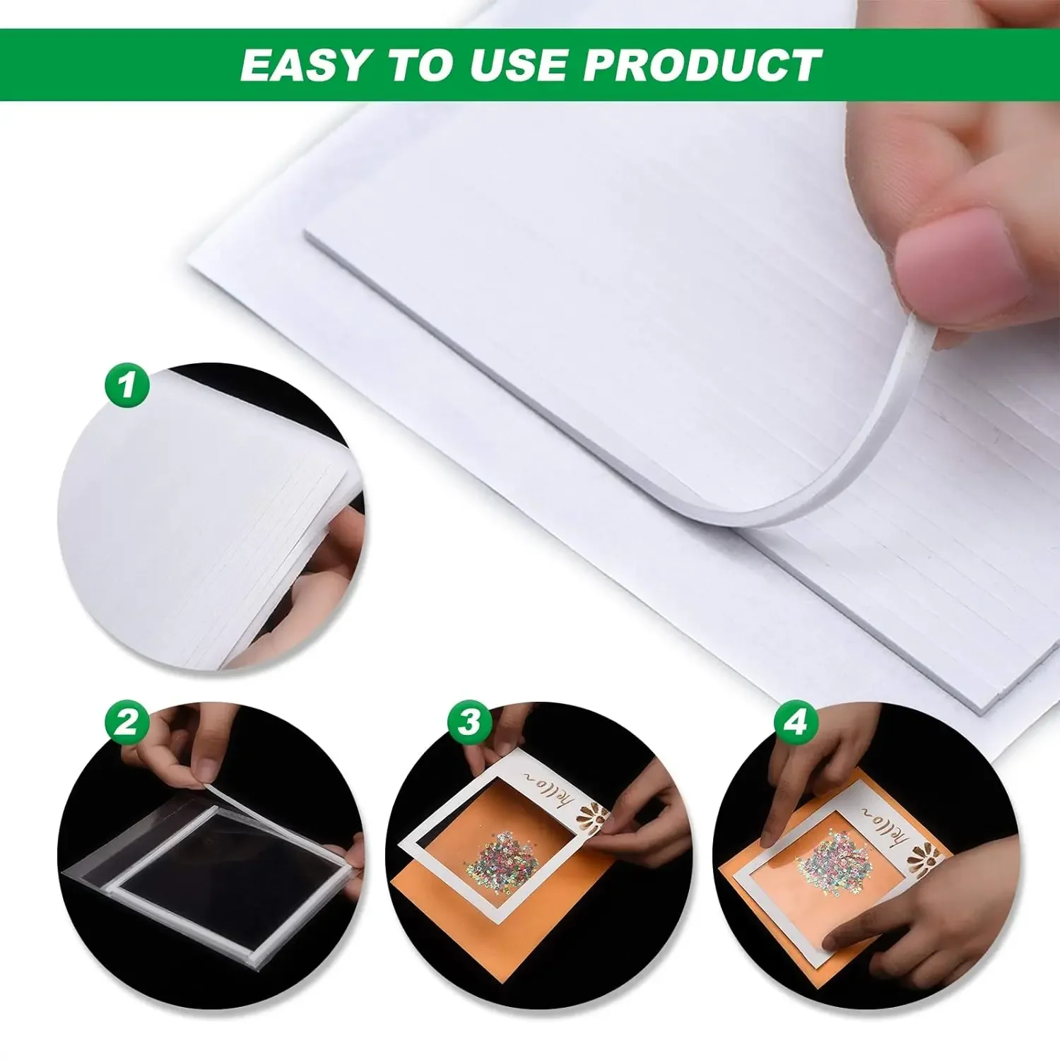 Double Sided Foam Tape Sticky Strip 3D Dual-Adhesive Foam Flexible Pop Strips Mount for Shaker Card Scrapbooking Invitation