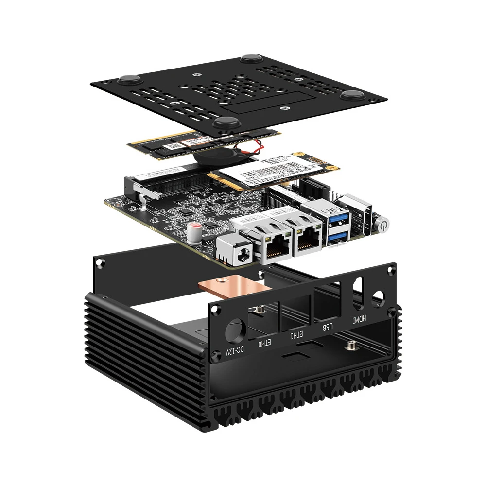 Topton X86 Fanless Mini PC J4125 J4105 Quad Core 2x i226-V 2.5G Nics Industrial Soft Router Firewall Computer PC NVMe 2xUSB3.0 5