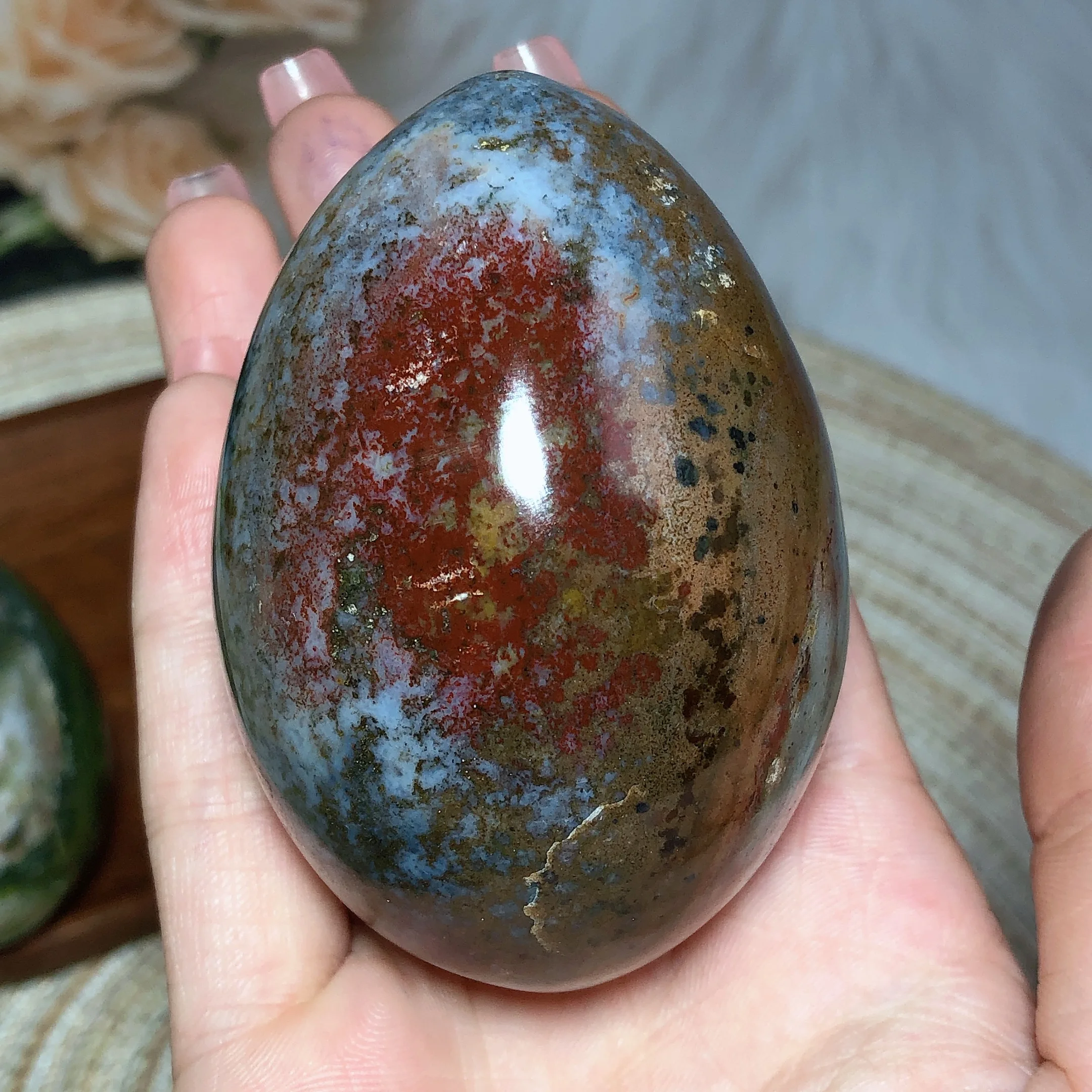 Natural Crystals Ocean Jasper Eggs Healing Hot Sale Energy Ornament High Quality Home Decorations Room Decro 3