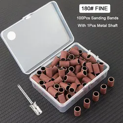Premium Nail Drill Set: 100 Sanding Bands & Metal Shaft for Polish, Gel, Skin, & Callus Removal (SQA180BR100S)