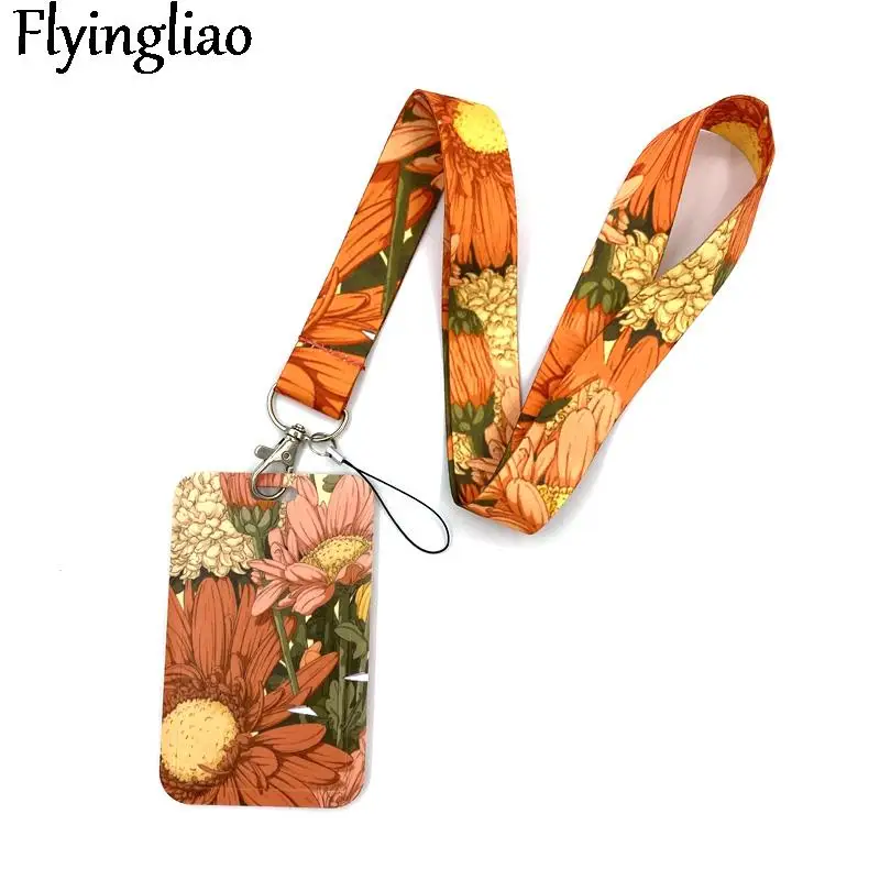 

Vintage Sunflowers Art Cartoon Anime Fashion Lanyards Bus ID Name Work Card Holder Accessories Decorations Kids Gifts