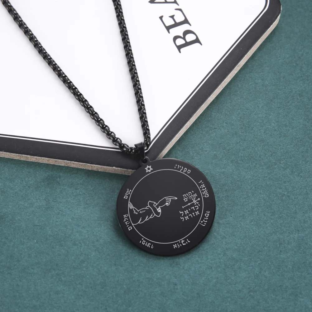 Dawapara Mystische Figur von Solomon Talisman Halskette Siegel Pentagramm von Mercury Moon Sun Kabbalah Amulett Edelstahlschmuck – Detail 12