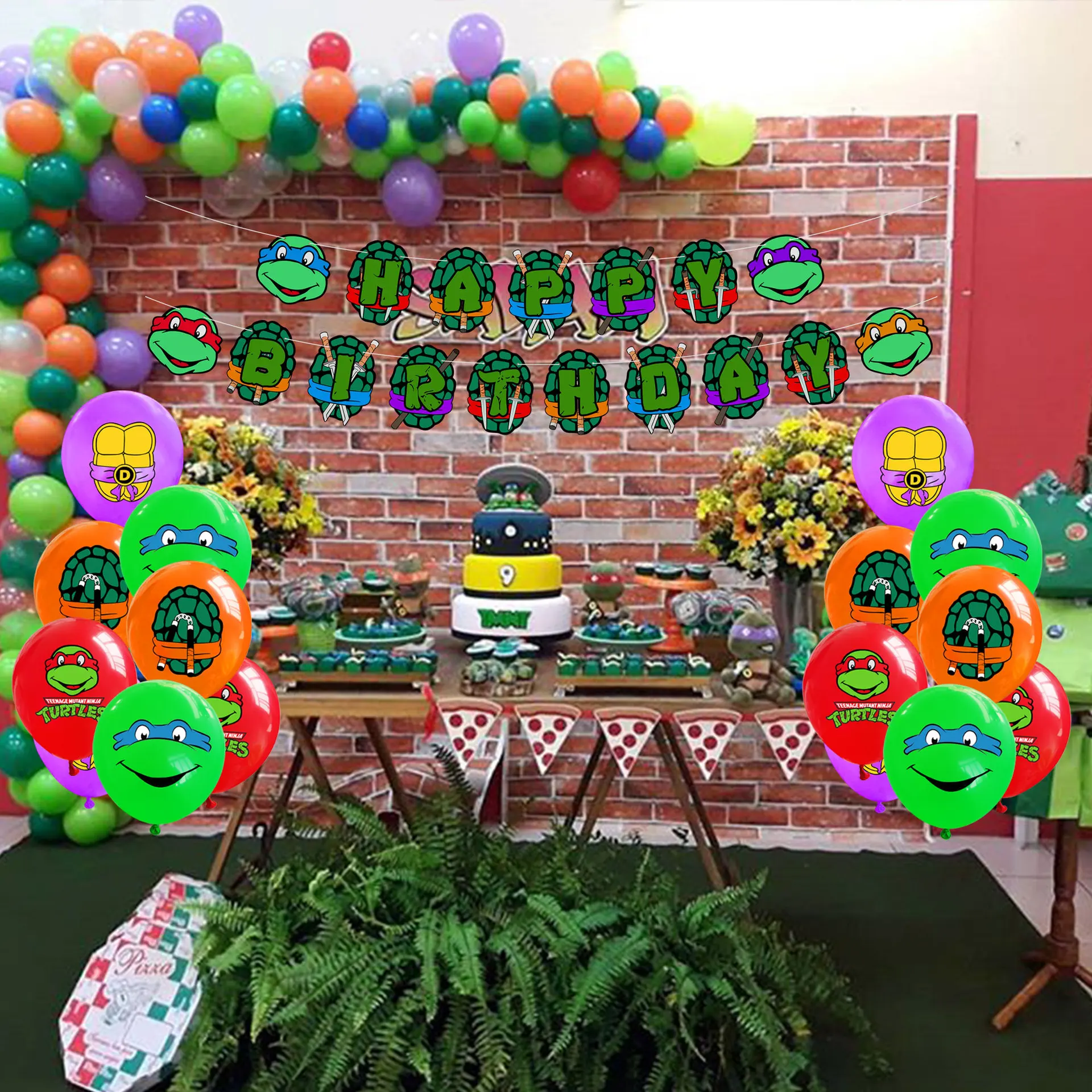 Teenage Mutant Ninja Turtles 7th Birthday Party Supplies and TMNT Balloon  Bouquet Decorations 