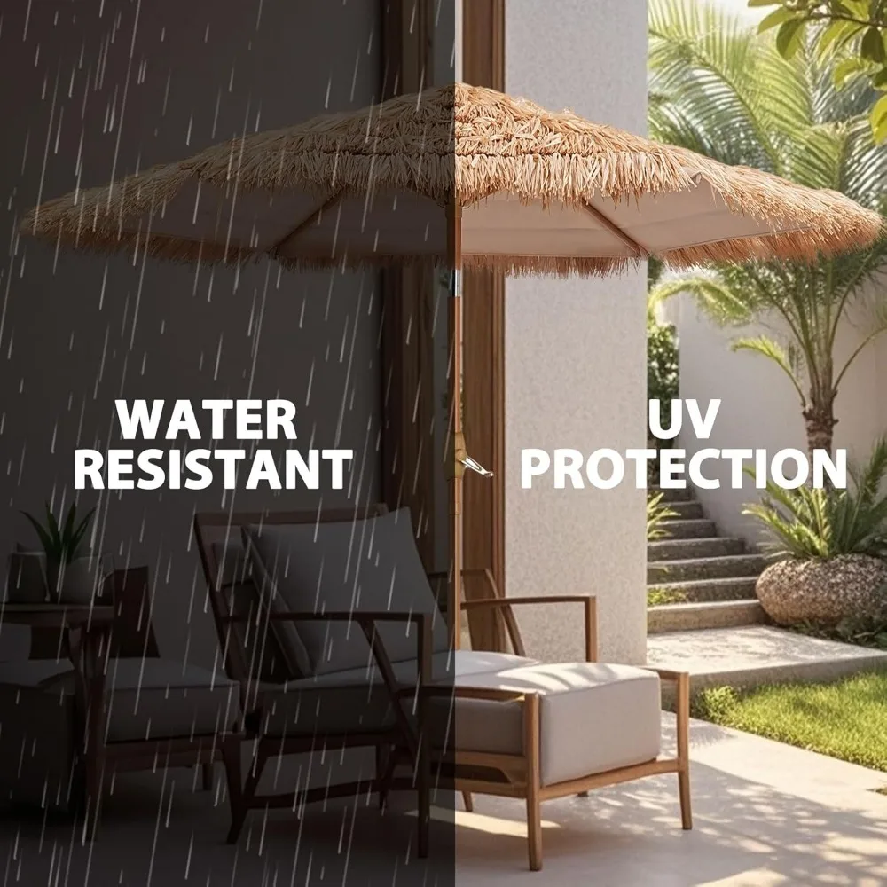 Thatched Hula Tiki Beach Umbrella Hawaiian Style, UV Protect Thatch Umbrella with Tilt Design, Patio, Pool, Garden, Outdoor 4