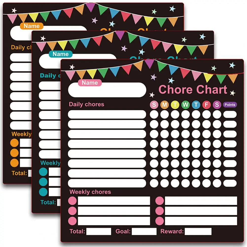 Kid Goal Achievement Chart 3pcs Magnetic Whiteboard Set with Pen Eraser Stain-resistant Surface Kid Reward Board Rubber for Home