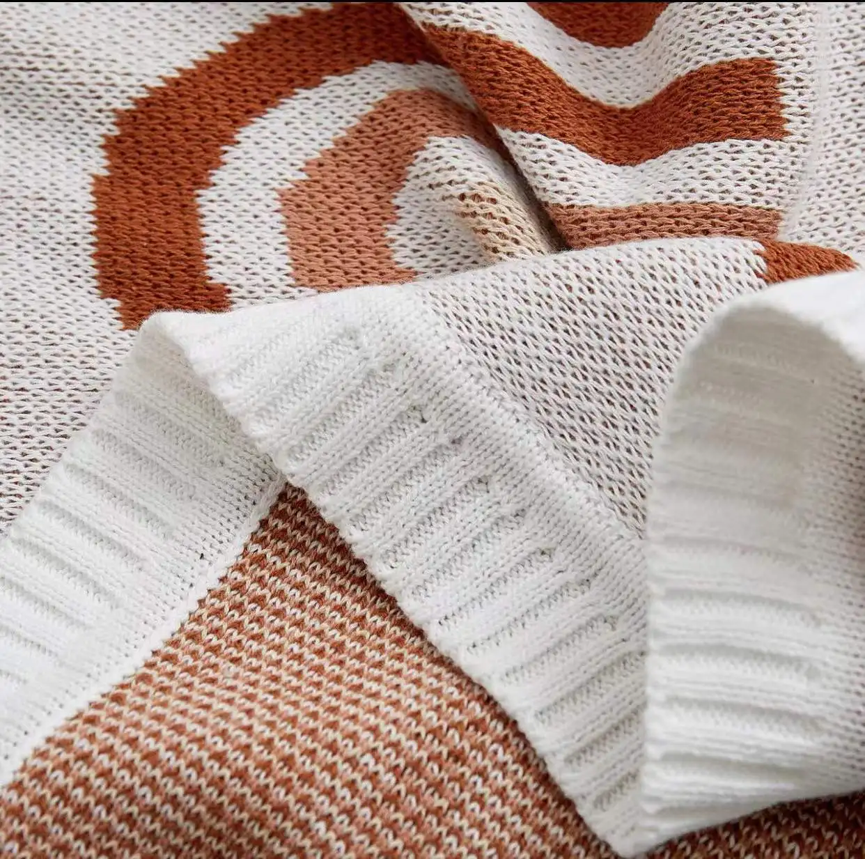 Couvertures de bébé en coton pour nouveau-né, couvertures de lit de poussette pour fille ou garçon, couettes tricotées 100x80cm 6