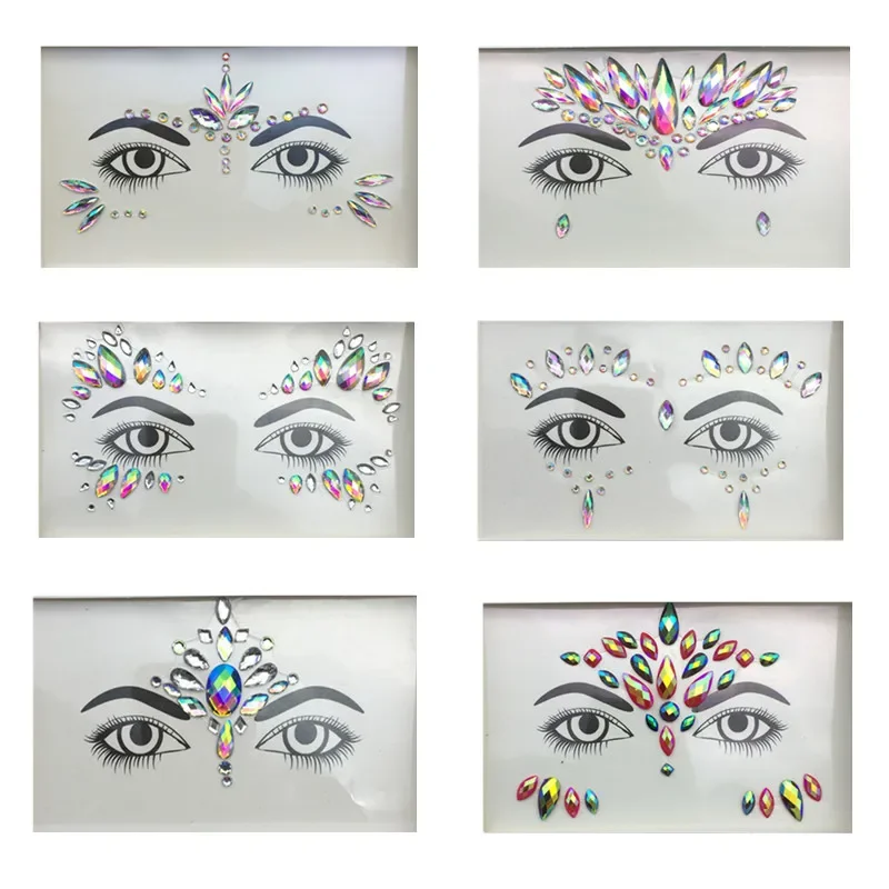 Masquerade Face Decoration DIY Jewelry Acrylic Rhinestone Festival Party Temporary Tattoo Fashion Face Stickers for Women