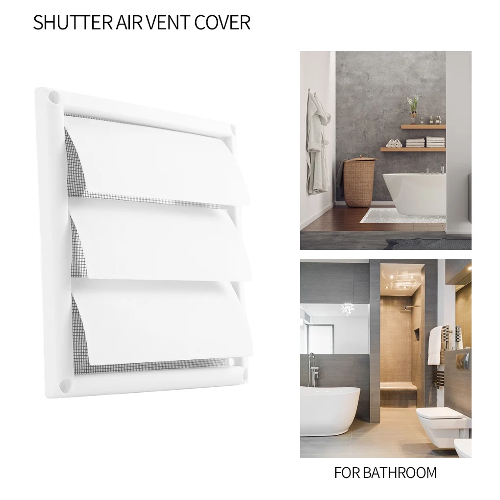 Air Vent Grille 6inch Ventilation Cover Plastic Wall Grilles Duct 200x200x40mm Heating Cooling Vents with 3 Flaps TO000093