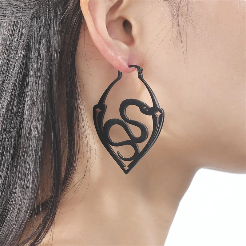 Gothic Witchy Star Edelstahl Ohrringe für Frauen Geometrische Creolen Mädchen Vintage Ästhetischer Schmuck Geschenke 2023 Trend – Detail 28