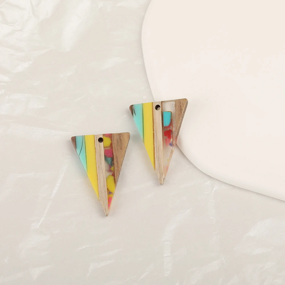Cordial Design 40Pcs 22*32MM Jewelry Accessories/Natural Wood&Resin/Triangle Shape/Jewelry Findings&Components/Hand Made Charms - cordial