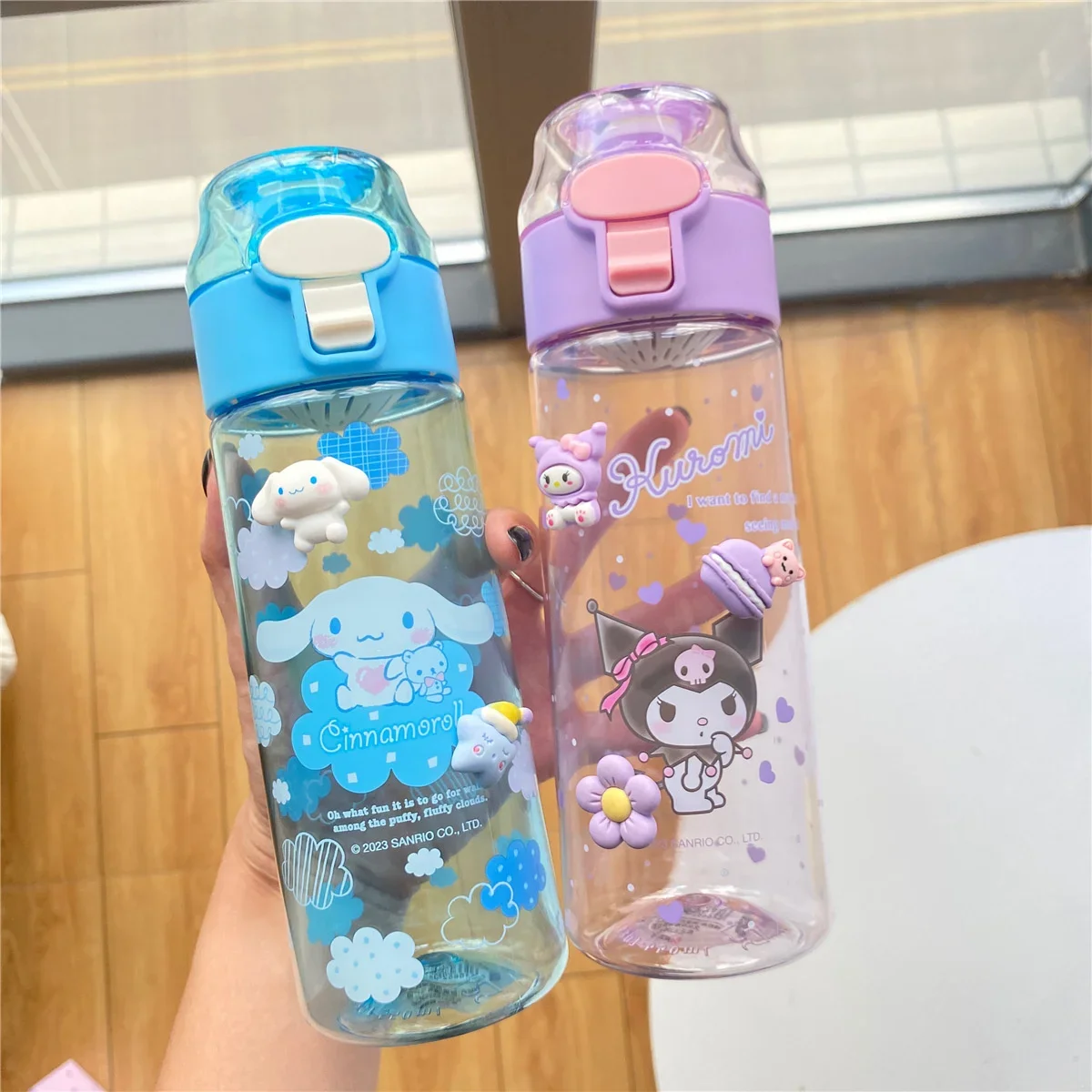 Kawaii Girls Water Cup Sanrio Cinnamoroll Kuromi Plastic Cup High Temperature Resistant Summer Cute Children'S Water Bottle Gift