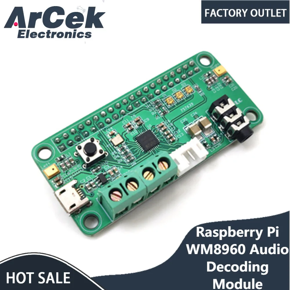 

WM8960 Hi-Fi Sound Card HAT Audio Decoding Module for Raspberry Pi Stereo I2S Port smart Dual Microphone Voice Recognition Board