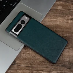 Luxurious Genuine Leather Slim Back Cover - Handmade Cowhide Shockproof Protective Case - Unisex Business Style - Google Pixel 8 Pro (Green 4317)